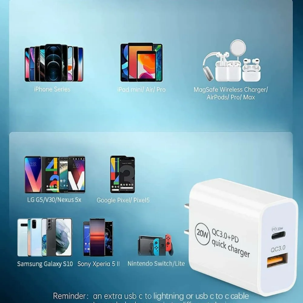 20w Quick Charger Dual Usb-c ✅ and USB. *NO CABLE included* - Picture 3 of 7